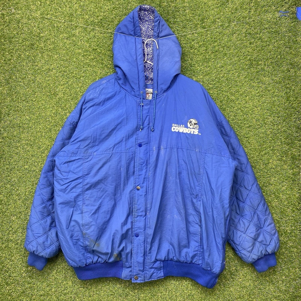 Vintage Dallas Cowboys Starter Jacket Mens XL Hooded NFL Parka Quilted Puffer